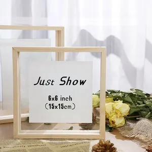 กรอบรูปไม้ MDF กระจกสองด้านโปร่งใสกรอบรูปไม้จริงแบบลอยทำจากไม้เนื้อแข็ง - Product Image 3