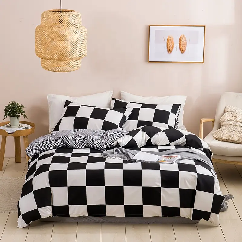 Juego de cama de lujo para el hogar, funda de edredón con estampado geométrico a rayas, estilo moderno y sencillo, Colección urbana