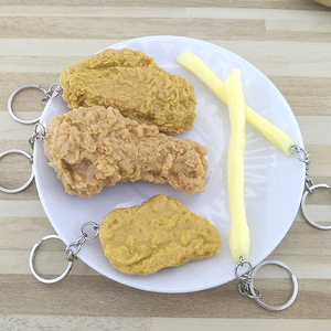 利朗达1pc仿真食品钥匙扣炸薯条鸡块炸腿翼挂件儿童玩具促销钥匙扣 - Product Image 3