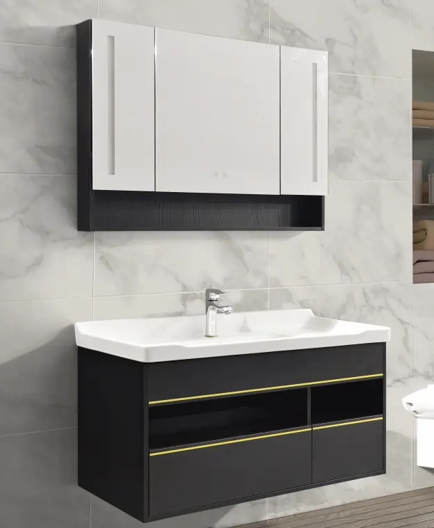 Vanità dei mobili da bagno di nuovo design in stile minimalista moderno 2022 con mobile a specchio