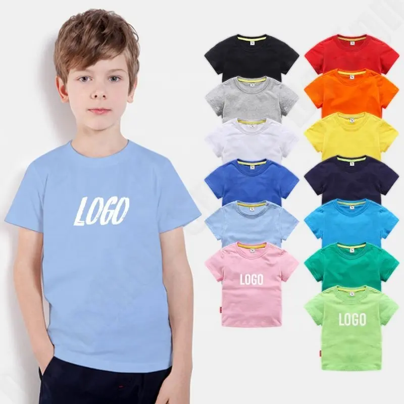 100% coton enfants t-shirt blanc uni enfants vêtements en gros personnalisé Dtg sérigraphie broderie Logo fabricant