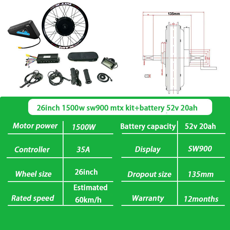 Kit SW900 MTX 26 pouces 1500W + 52V 20Ah