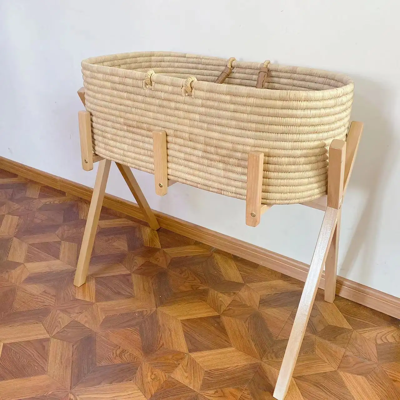 Cesta de Moisés con logotipo personalizado, soporte plegable, cesta de Moisés de Ghana