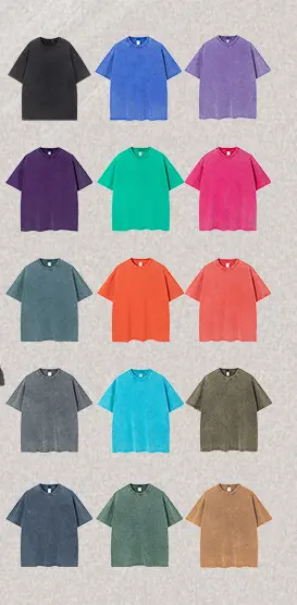 Algodón de alta calidad Plain Heavyweight 260gsm vendedores ácido lavado cuello camisetas impresas para hombres