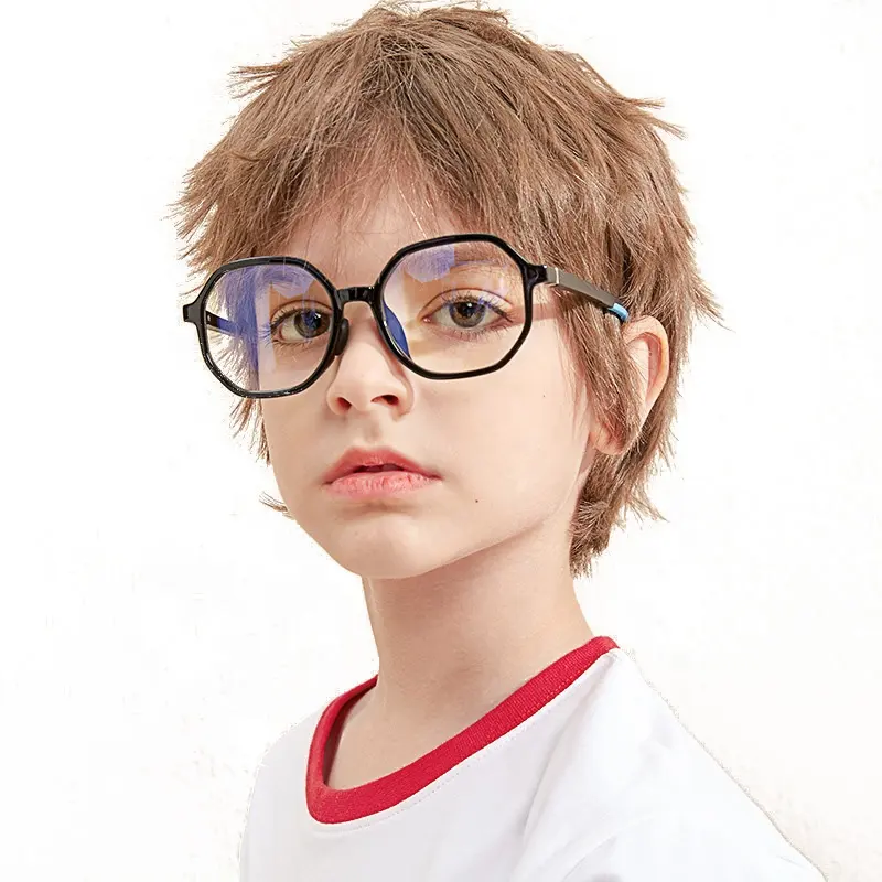 Montura óptica Flexible para niños y niñas, gafas de protección ocular con luz azul, polígono, para ordenador, listo para enviar