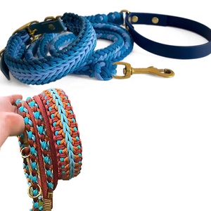 New Braided Perro Paracord Collares De Dog Collar Paracord Macrame Dog Leash and Collar Set with Waterproof Rubber Pvc Handle - Product Image 3