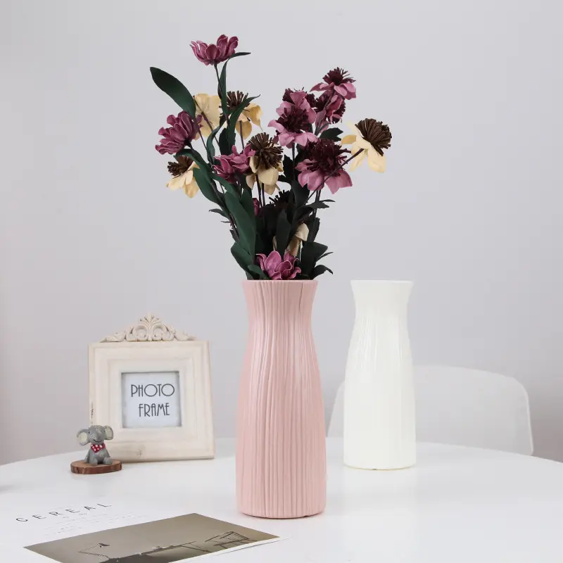 Grande semplice nordico imitare smalto fiori secchi idroponici vaso di fiori in plastica infrangibile per la decorazione del soggiorno di casa