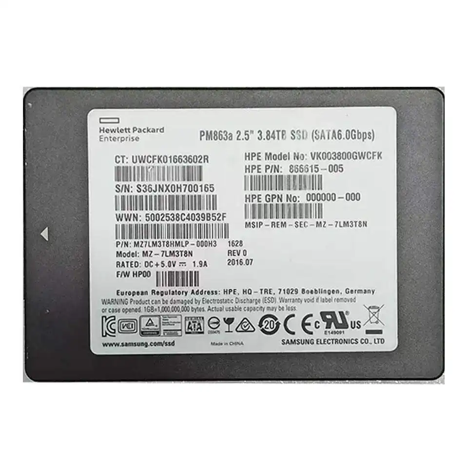 Hot Sell Hpe S4510 Pm 1643 7.68t Data Center Enterprise Ssd For Hp Server Wide Temperature