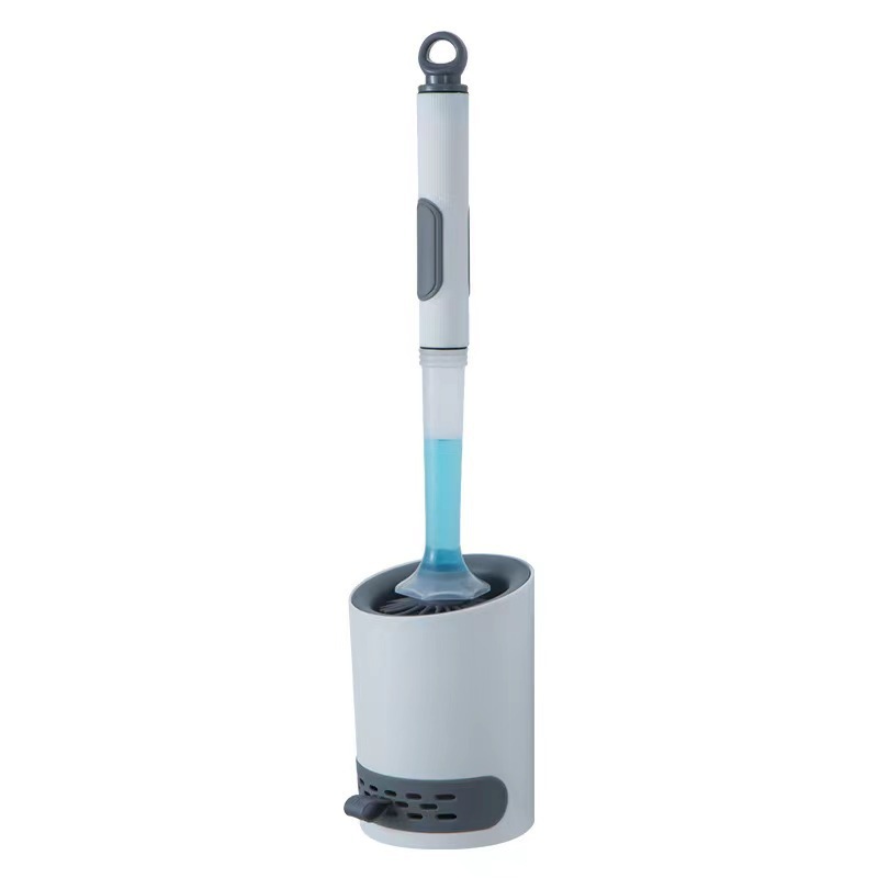 Round-handled toilet brush with liquid filling blue