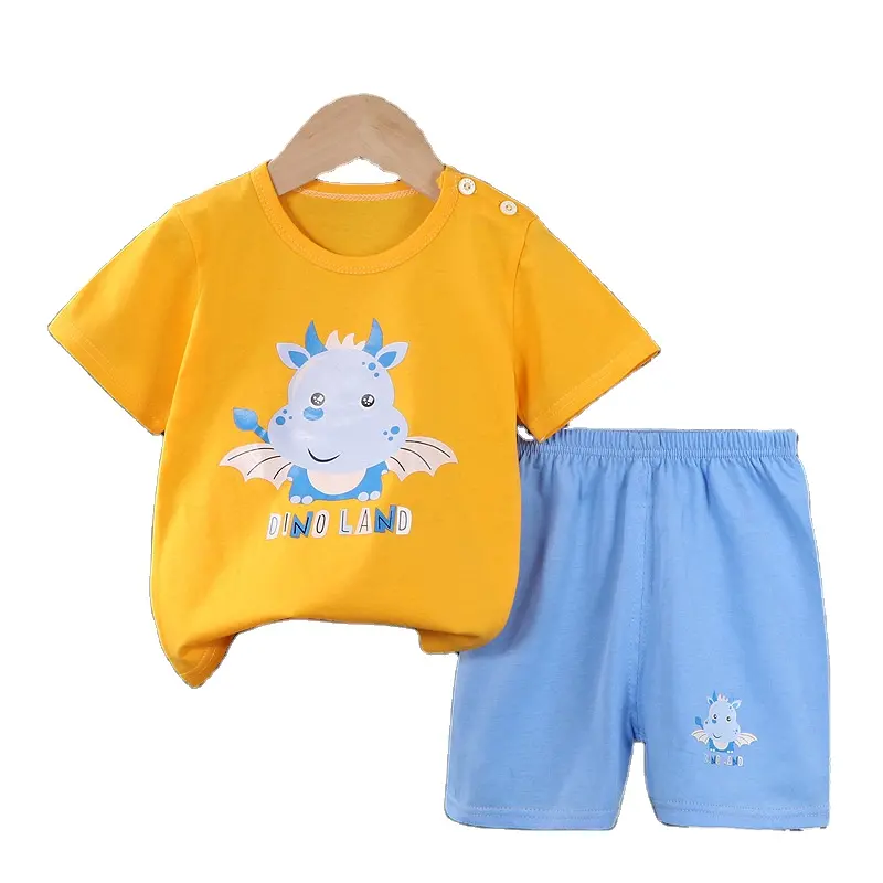 2023 Venda quente Dos Desenhos Animados 100% Algodão Meninos Roupas Conjuntos de Manga Curta Crianças T Shirt com Shorts para o Verão