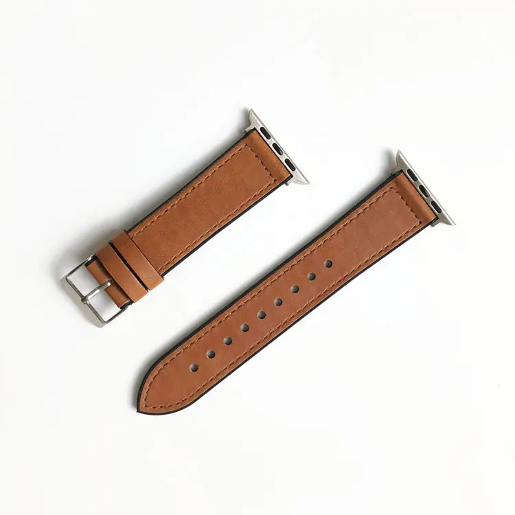 حزام ساعة مصنوع يدويًا من الجلد الأصلي مخصص لسلسلة ساعات Apple 8 7 حزام جلدي فاخر