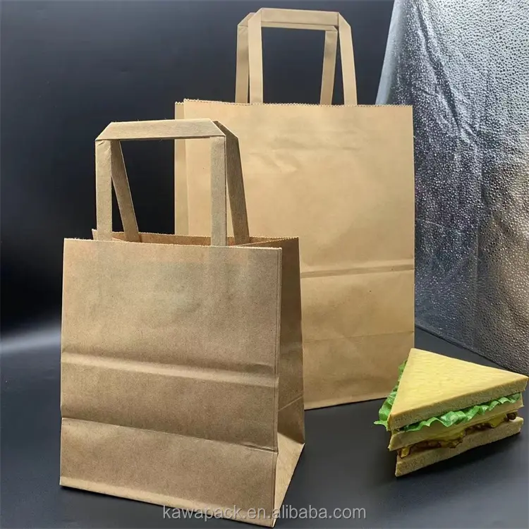 Bolsa de papel Kraft con asa para compras, embalaje de regalo con impresión personalizada