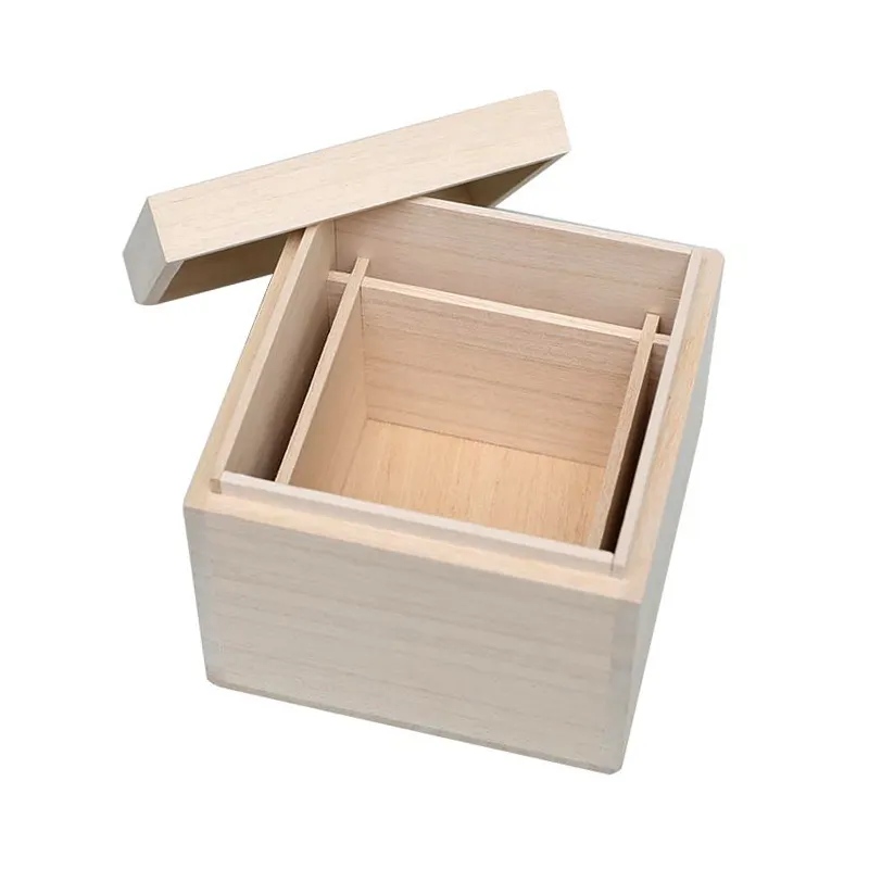 Boîte en bois Paulownia de style japonais, cadeau ou emballage pour aliments, fait à la main, personnalisable, en stock