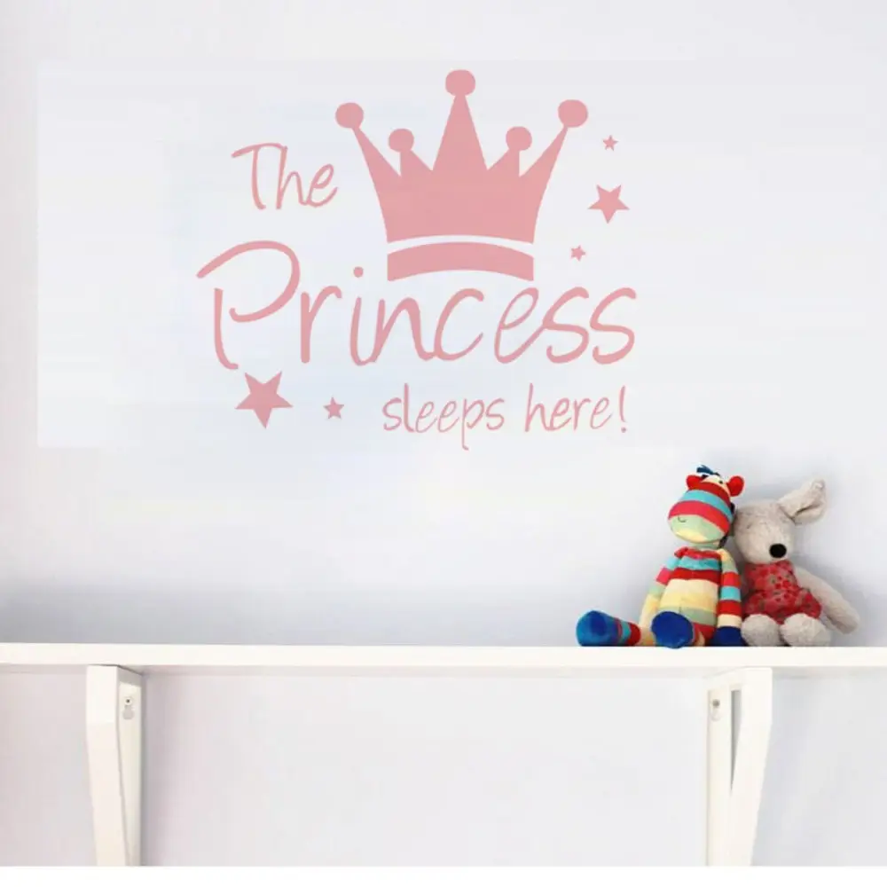 Nicro – autocollant mural «la princesse dort ici» pour décoration de la maison, pour la chambre de fille, pour fond de chambre de bébé, Stickers d'art, papier peint