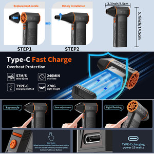 Điện công nghiệp cấp không khí <span class=keywords><strong>Duster</strong></span>-130000RPM thêm mạnh mẽ không dây có thể sạc lại động cơ không chổi than Blower 8000mAh pin - Product Image 4