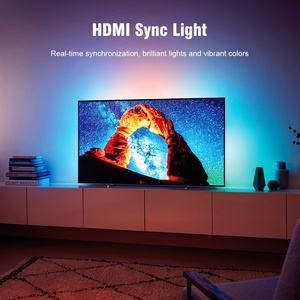 טלוויזיה סביבתית חכמה תאורה אחורית <span class=keywords><strong>LED</strong></span> עבור 4K HDMI 2.0 תיבת סינכרון מכשיר ערכת רצועת אורות <span class=keywords><strong>LED</strong></span> WiFi אלקסה קול בקרת Google Assistant