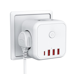 7合1交流电源插座立方体，带USB 3交流4000w欧盟俄罗斯德国插头插座1 C型和3 USB立方体多插头 - Product Image 1