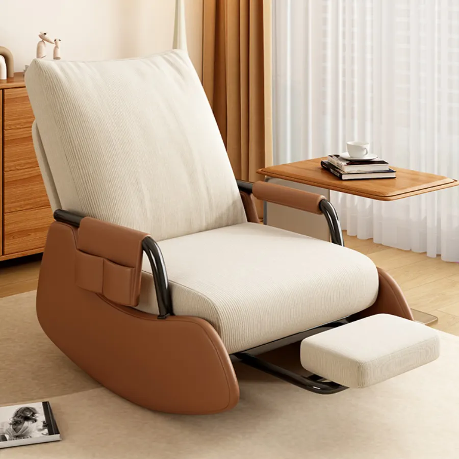 Poltrona de balanço luxuosa para sala de estar, sofá de madeira e metal, cadeira de balanço moderna com asas douradas, móveis nórdicos de luxo, veludo, para sala de estar