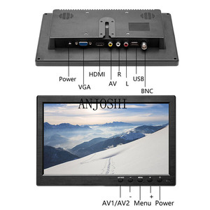Monitor de coche de 10,1 pulgadas con entrada HD y MI VGA AV BNC para TV, PC, pantalla LCD a Color, cámara de respaldo para coche, sistema de seguridad para el hogar