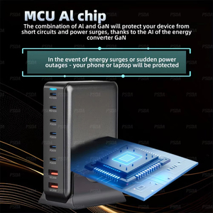 PSDA 500W Gan 8 port hızlı şarj istasyonu 6 USB-C ve 2 USB-A Hub blok masaüstü güç şarj 100W 65W PD çıkış uygun - Product Image 4