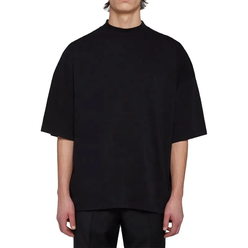 T-shirt manches courtes homme, en coton épais, noir, surdimensionné, nouvelle collection été