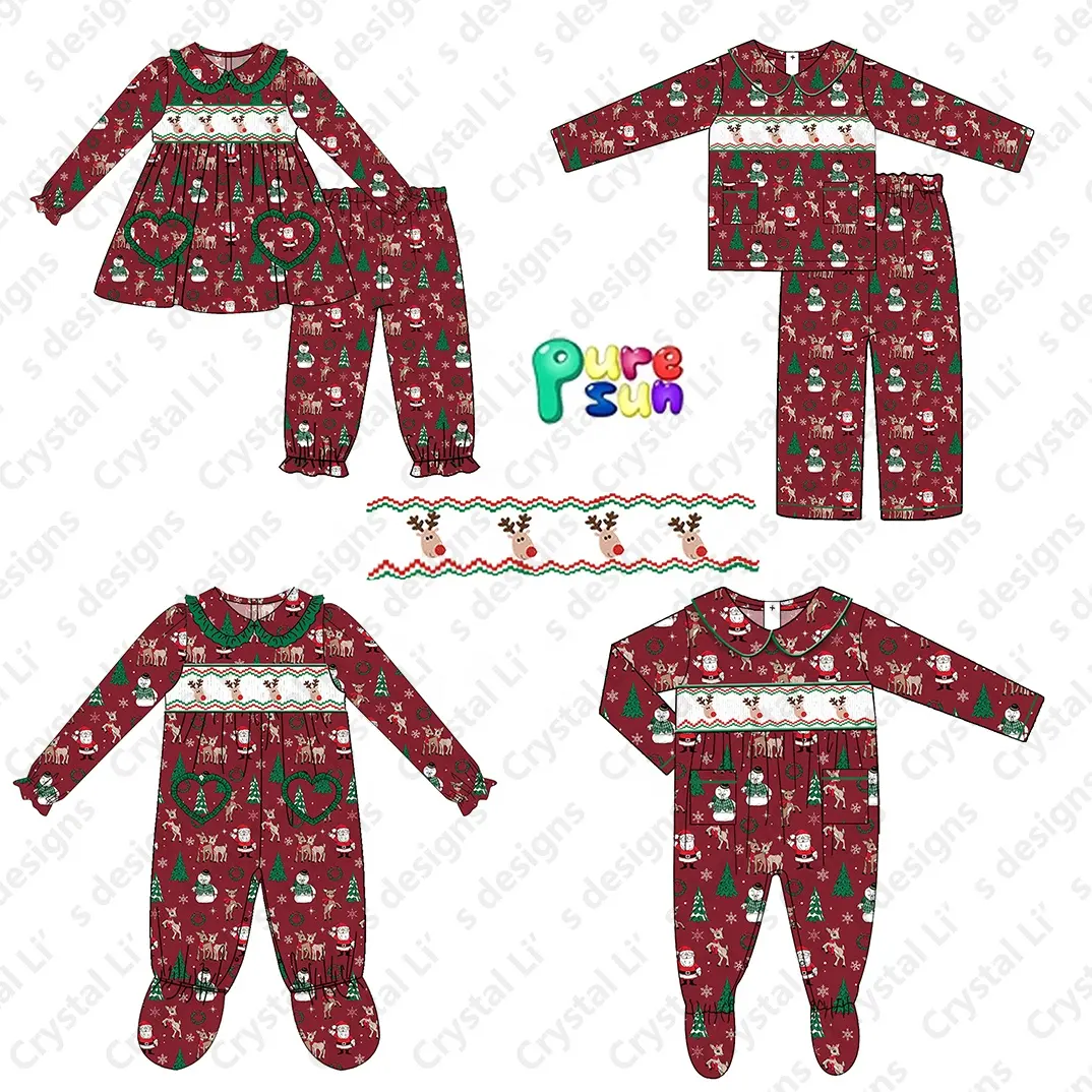 Offre Spéciale enfants smocking vêtements de nuit temps de production plus rapide Noël frères et sœurs correspondant pyjamas en gros smocké enfants pyjamas