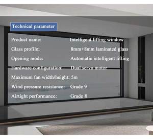 Telecomando smart windows automatico smerigliato auto finestra di sollevamento con schermo di sicurezza verticale in alluminio finestre accessori - Product Image 3