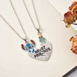En iyi arkadaş dikiş kolye Trendy eşleştirme kalp kolye ile 2 Lilo dikiş şeyler takı arkadaşlar için bebestie - Product Image 1