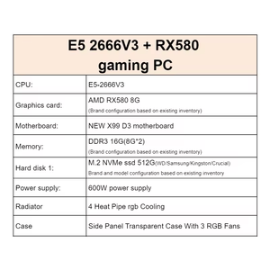 XEON E5 2666V3 RX580 Cheap Full Gaming Pc <strong>CUSTOM</strong> <strong>Computer</strong> Set Equipment Desktops Prebuilt Wholesale <strong>Build</strong> Desktop Gamer Pc - Product Image 2