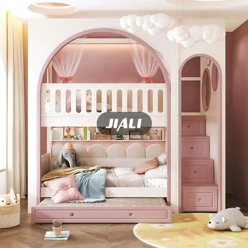 Toda a casa personalização rosa casal de madeira, conjunto de cama de princesa meninas twin cama para ninas crianças