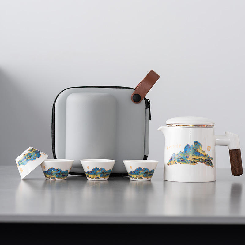 Coffret cadeau Longxin Cup Phnom Penh, Pavillon de la Montagne, Bleu Zhen Zang.