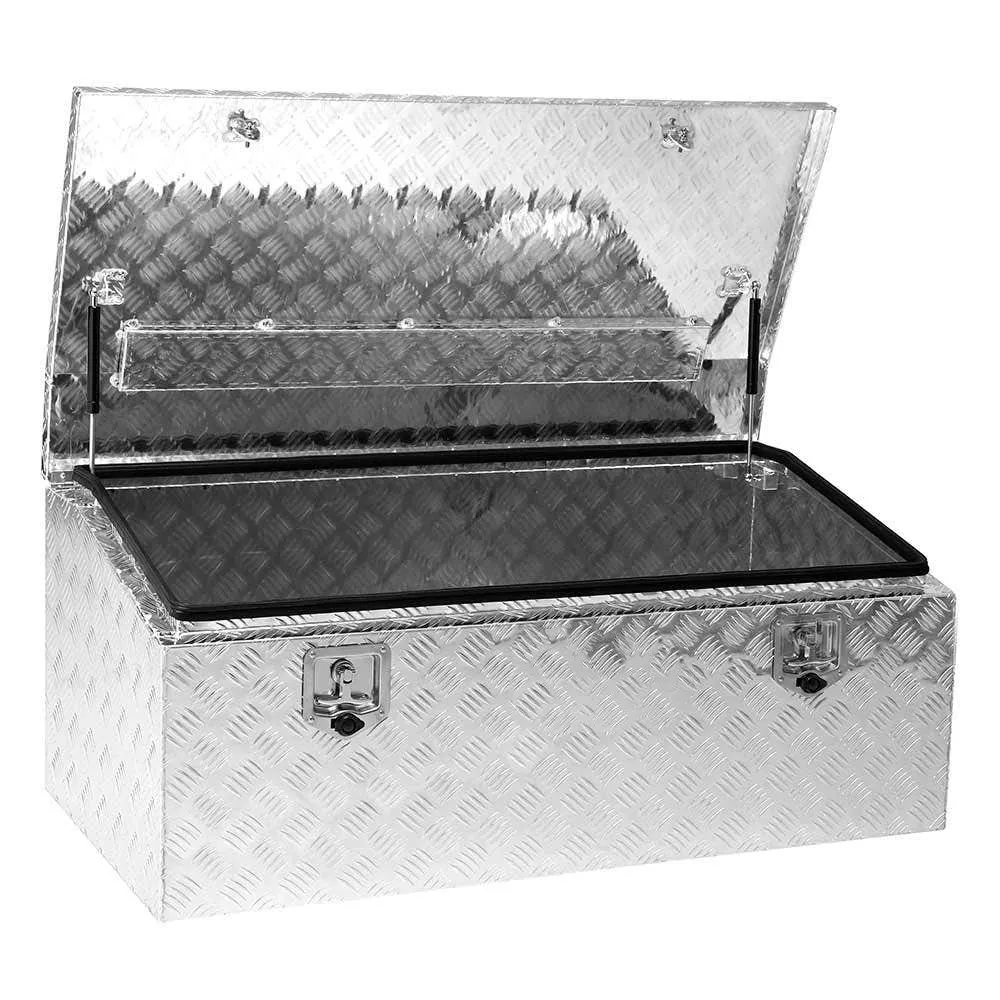 Caja de herramientas de aluminio de perfil bajo de 1200MM, caja de herramientas rectangular lisa