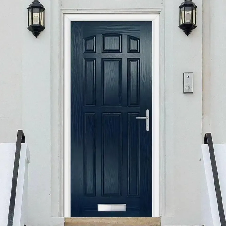 Sağlam kapı Modern tasarım dış ana ahşap giriş kapıları masif ahşap kapı cam ile