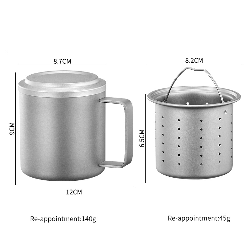 Pure titanium mug (with tea strainer)