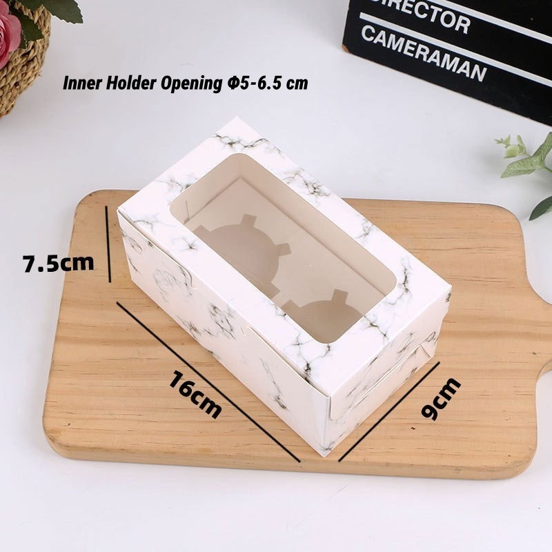 Cupcake box (marble color, 2 pcs) with tray