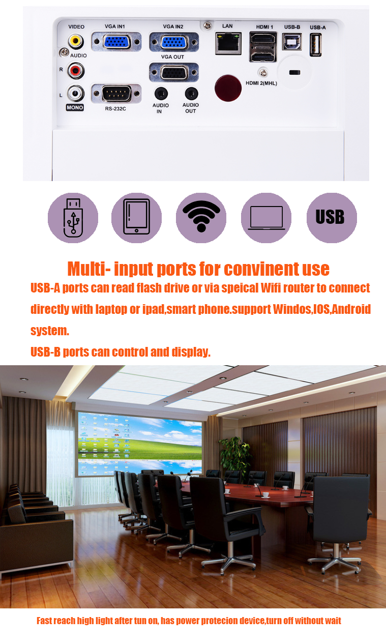 5000 ansi lumens 3LCD  ust outdoor ultra short throw projector
