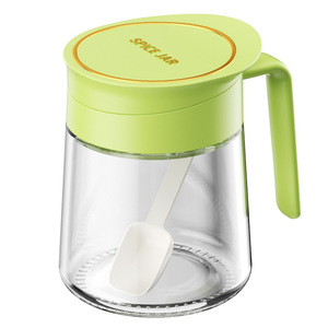 350ml Kitchen Airtight Round clear Glass Spice Seasoning <strong>Salt</strong> Pepper Storage Box Jar <strong>Set</strong> with Spoon - Product Image 5