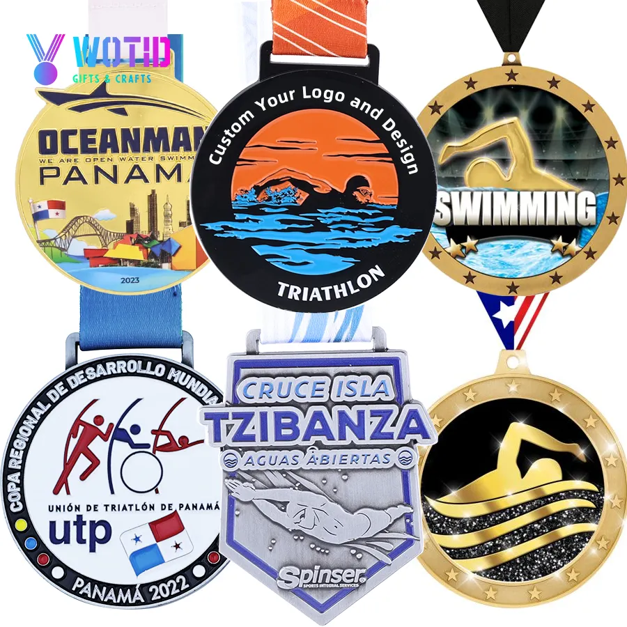 Fabricante Free Design Custom Sincronizado Natação Kids Club Metal Medalhas Sports Ocean Medalhas