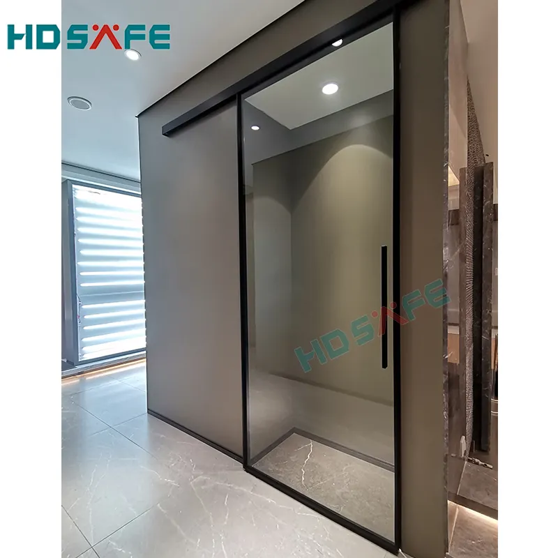 HDSAFE نظام انزلاق الباب الأسود الألومنيوم باب المطبخ زجاج الألومنيوم الحمام داخلي نظام باب زجاجي لغرفة النوم