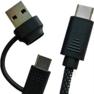 2-en-1 Dual PD USB 2,0 Cable de cobre puro macho a macho tipo A y tipo C para teléfonos celulares y computadora/impresora