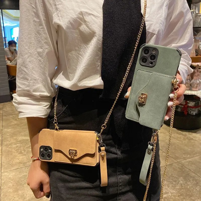 Mochila tipo mensajero para mujer, cartera para tarjetas, funda de teléfono móvil para iPhone