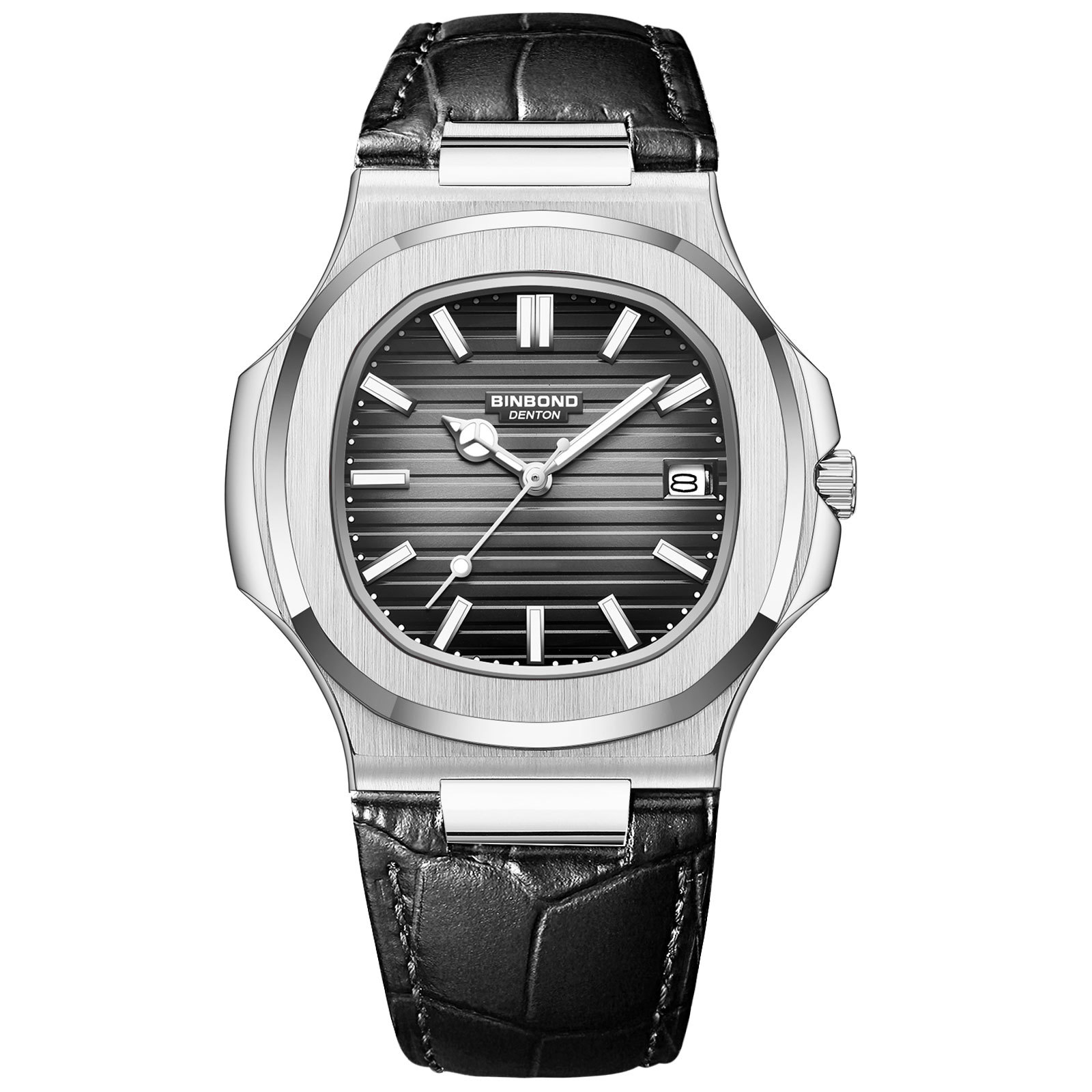 Black leather - white steel black