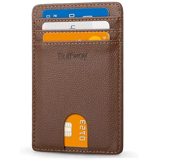 Sanchuan RFID Bloqueio de couro para Cartão de Identificação de Carteira de Crédito e Cartão de Nome do Telefone