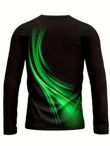เสื้อแขนยาวกีฬาลำลองสำหรับผู้ชายเสื้อยืดสีดำสีเขียวแบบไดนามิกซักเครื่องได้สำหรับโรงยิมและกลางแจ้งสวมใส่ทุกวัน - Product Image 2
