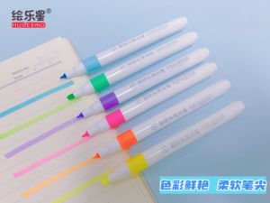 OEM personalizzato punta morbida scalpello evidenziatore 6 Neon fluorescente pennarello Set per studenti bambini ufficio marcatura & disegno Fax - Product Image 3
