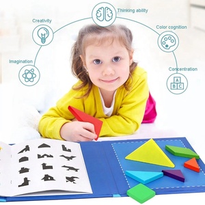 In legno magnetico 3D puzzle game forme geometriche colorate Tangram puzzle giocattolo educativo cervello blocchi di logica libro puzzle - Product Image 3