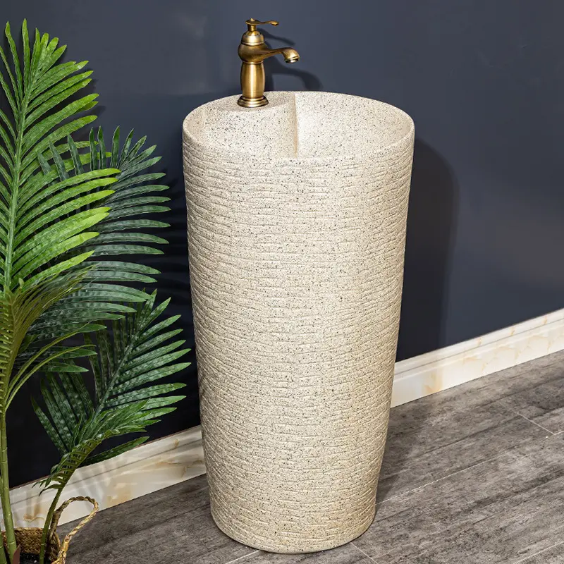 Bacia de cerâmica tipo varanda, para banheiro, coluna tipo lavatório, uma peça