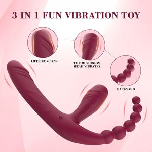 Dreifach köpfige Anal perlen Plug Vibrator Sexspielzeug für Erwachsene Fernbedienung Strap-On G-Punkt <span class=keywords><strong>Dildo</strong></span> vibrator für Frauen Lesben Orgasmus - Product Image 4