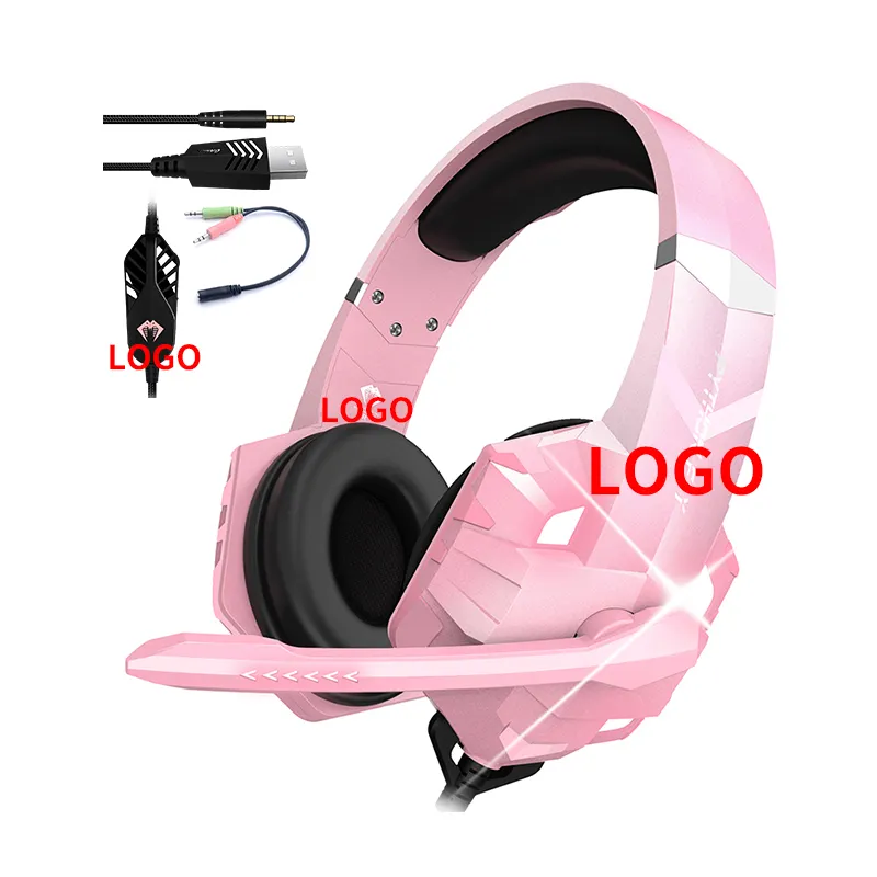 Téléphones portables filaires sur ps4, g9000 7.1, casque de jeu stéréo rose, led, avec microphone, pour pc et xbox one, livraison gratuite, en stock