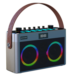 Mini altavoz de karaoke para exteriores con luces LED Tarjeta de sonido inalámbrica Conexión BT para fiestas 30W Salida de potencia Funciona con pilas - Product Image 1